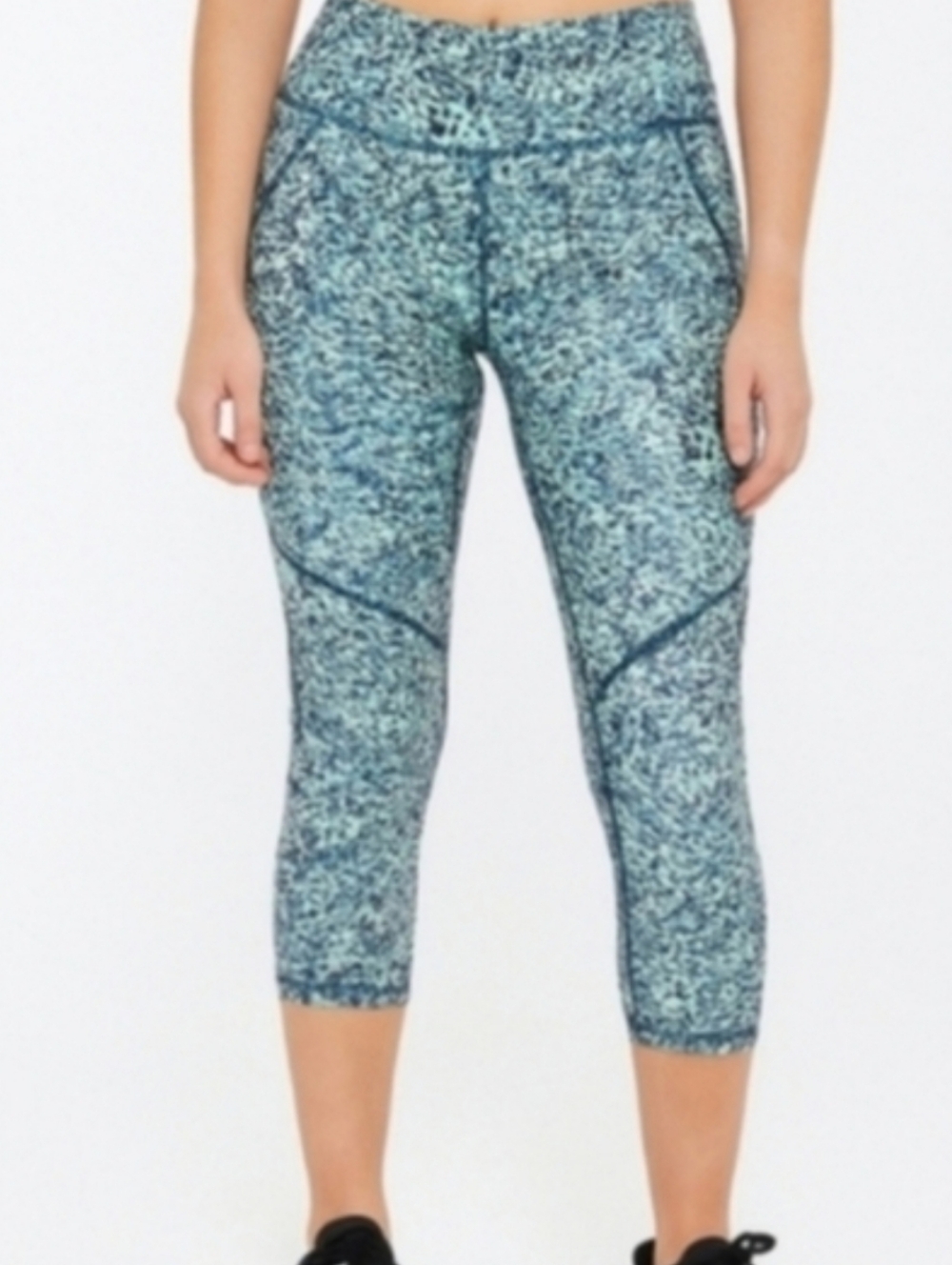 Sweaty Betty Green Power Crop Black Abstract Large